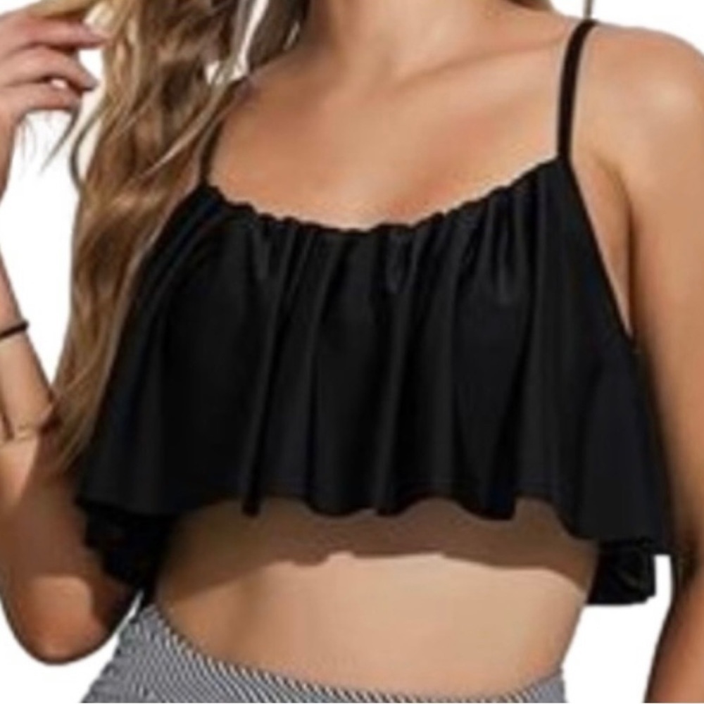 Felnart Women’s Black Flounce Bikini Top XL NEW